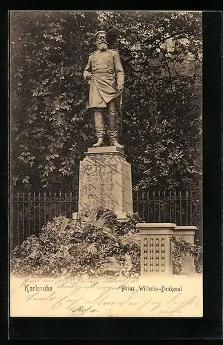 AK Karlsruhe, Blick auf das Prinz Wilhelm-Denkmal