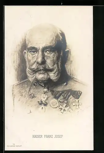 AK Porträtzeichnung Kaiser Franz Josef I. von Österreich