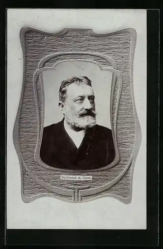 AK Ferdinand von Saar mit weissem Vollbart