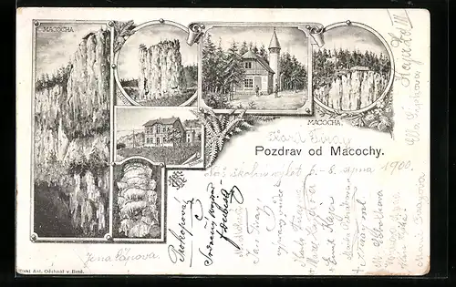 Lithographie Mococha, Sloup, Sosuvka, Panorama