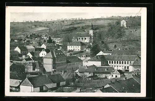 AK Klobouk bei Brünn, Teilansicht mit Kirche