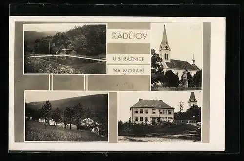 AK Radejov u Stráznice na Morave, Kirche, Schwimmbad, Schule