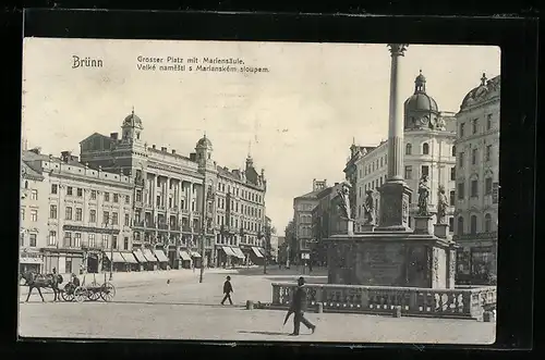 AK Brünn, Grosser Platz mit Mariensäule