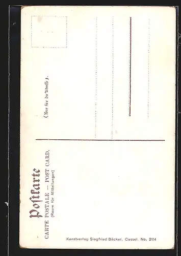 AK Alte Frau in hessischer Tracht am Spinnrad