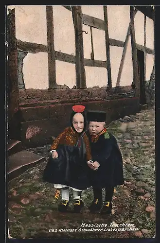 AK Das kleinste Schwälmer Liebespärchen in Tracht