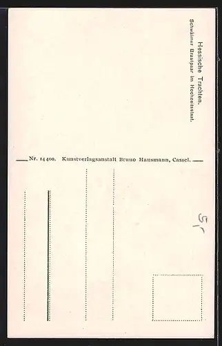 AK Schwälmer Brautpaar im Hochzeitsstaat, Hessische Trachten