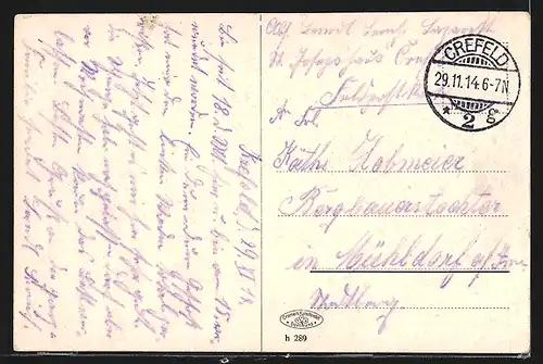 AK Crefeld, Strassenpartie am Hafen