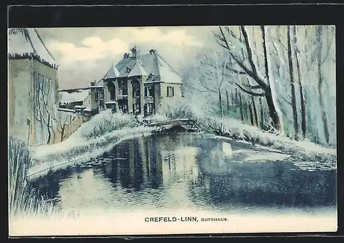 AK Crefeld-Linn, Gutshaus im Winter