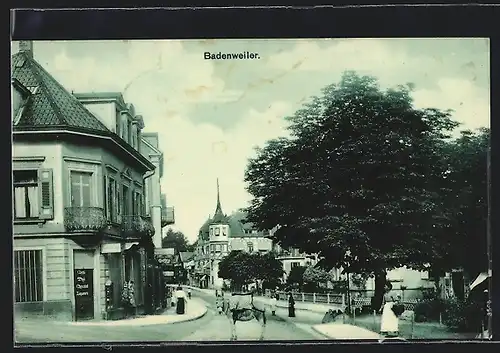 AK Badenweiler, Strassenpartie mit Konditorei-Cafe