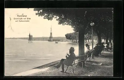 AK Konstanz, Seeanlagen mit Blick auf Hafeneinfahrt