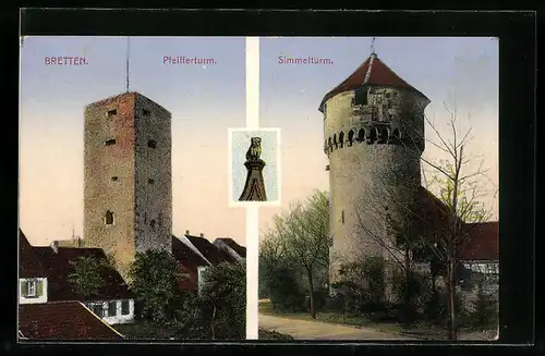 AK Bretten, Pfeifferturm, Simmelturm