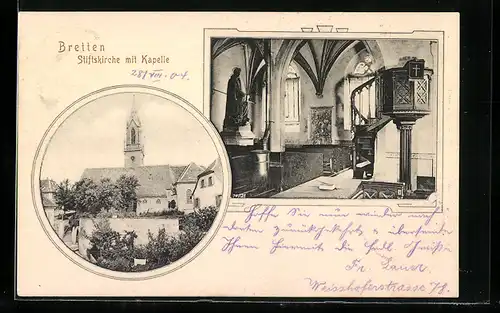 AK Bretten, Stiftskirche mit Kapelle, Innenansicht