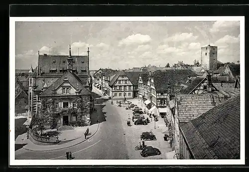 AK Bretten, Hauptstrasse mit Rathaus