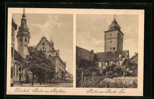 AK Durlach, Rathaus, Basler Tor