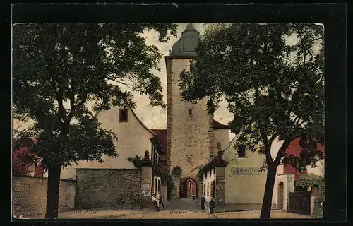 AK Durlach, Strassenpartie am Basler Tor