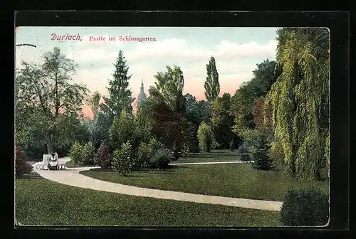 AK Durlach, Partie im Schlossgarten