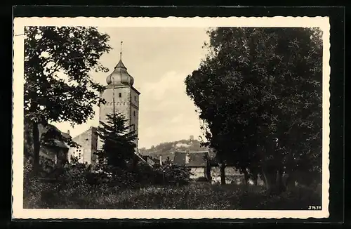 AK Karlsruhe-Durlach, Basler Turm mit Turmberg