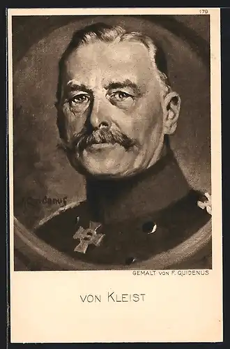 Künstler-AK Fritz Quidenus: Heerführer von Kleist, Uniform-Portrait
