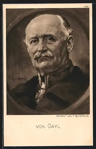 Künstler-AK Fritz Quidenus: Heerführer von Gayl, Uniform-Portrait