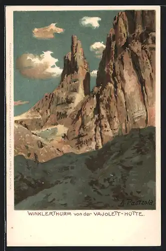 Künstler-AK A. Paetzold: Winklerthurm von der Vajolett-Hütte