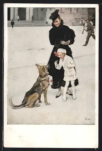 Künstler-AK Brynolf Wennerberg: Schäferhund sammelt für's Rote Kreuz