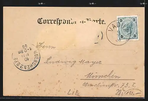 AK Vaduz, Gasthaus zum Löwen, Ortsansicht mit Kirche