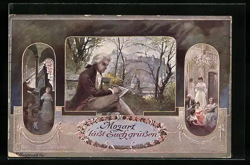 Künstler-AK Franz Kulstrunk: Mozart schreibt auf Notenpapier