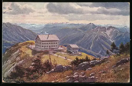 Künstler-AK R. Reschreiter: Blick auf das Rothwandhaus mit Bergen