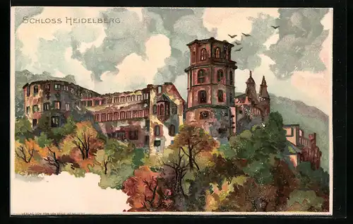 Künstler-AK Heidelberg, Schloss Heidelberg