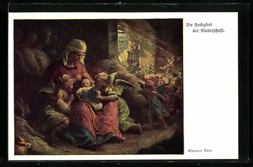 Künstler-AK Thomas Riss: Bethlehem, Im Stall zu Bethlehem