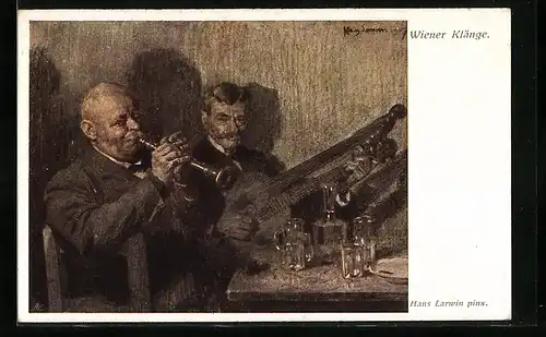 Künstler-AK Hans Larwin: Wien, Musiker im Heurigen