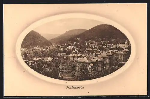 AK Friedrichroda / Thür., Gesamtansicht im Passepartout-Rahmen
