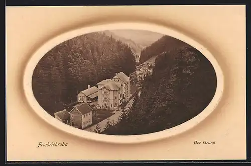 AK Friedrichroda / Thür., Der Grund im Passepartout-Rahmen