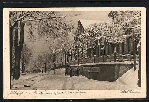 AK Hohegeiss / Harz, Hotel Ebersberg im Winter