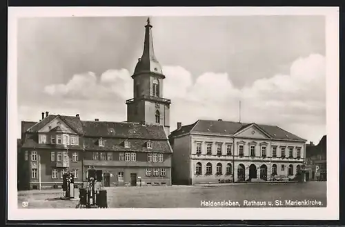 AK Haldensleben, Rathaus und St. Marienkirche