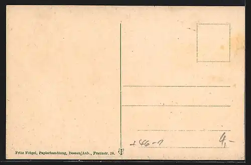 AK Dessau, Kavalierstrasse mit Postamt und Strassenbahn