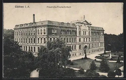 AK Coethen i. A., Friedrichs-Polytechnikum aus der Vogelschau