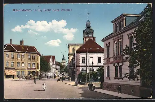 AK Kirchheim u. T., Ortspartie beim Postamt