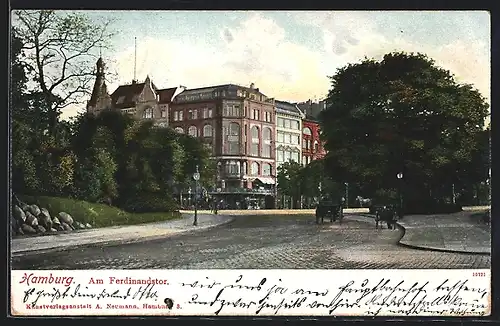 AK Hamburg, Strassenpartie am Ferdinandstor