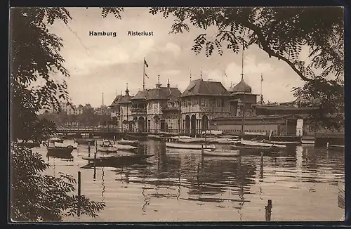 AK Hamburg-St.Georg, Gasthaus Alsterlust, Boote