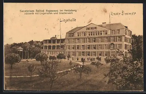 AK Bad Rappenau, Sanatorium, Südseite mit Liegehallen und Gradierwerk