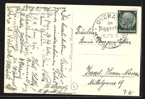 AK Altenahr, Hotel zur Post mit Blick auf Burg Are