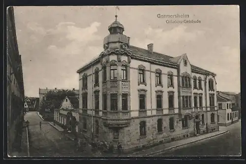 AK Germersheim, Offiziers-Gebäude aus der Vogelschau