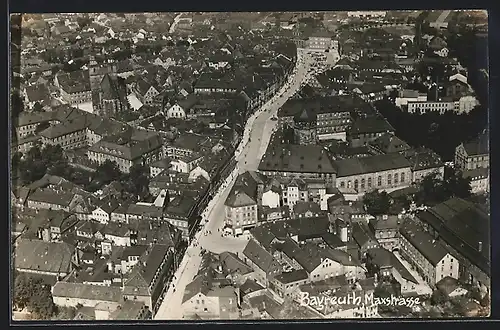 AK Bayreuth, Maxstrasse aus der Vogelschau