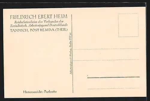 AK Tännich, Friedrich Ebert Heim, Hinteransicht: Parkseite