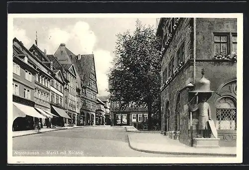 AK Nordhausen, Markt mit Roland