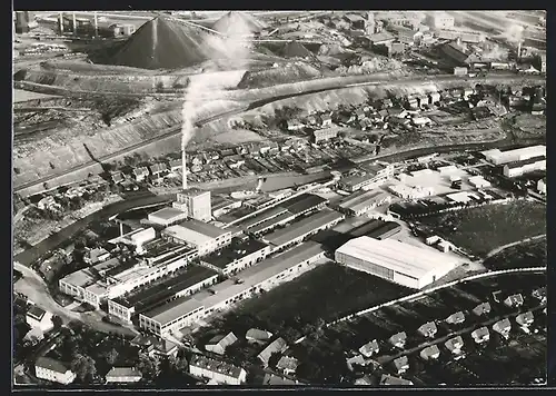 AK Oker / Harz, Sicht auf die Zellstofffabrik Waldhof vom Flugzeug aus