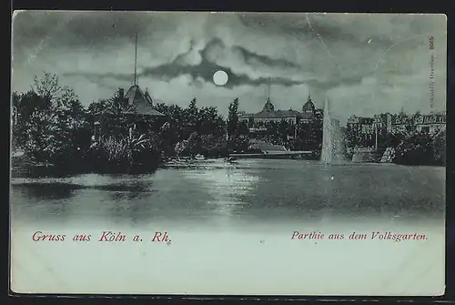 Mondschein-AK Köln-Neustadt, Volksgarten