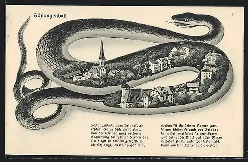 AK Schlangenbad, Blick auf die Ortschaft in Form einer Schlange