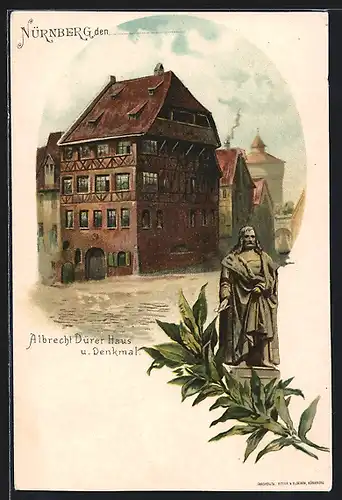 Lithographie Nürnberg, Albrecht Dürer-Haus und Denkmal
